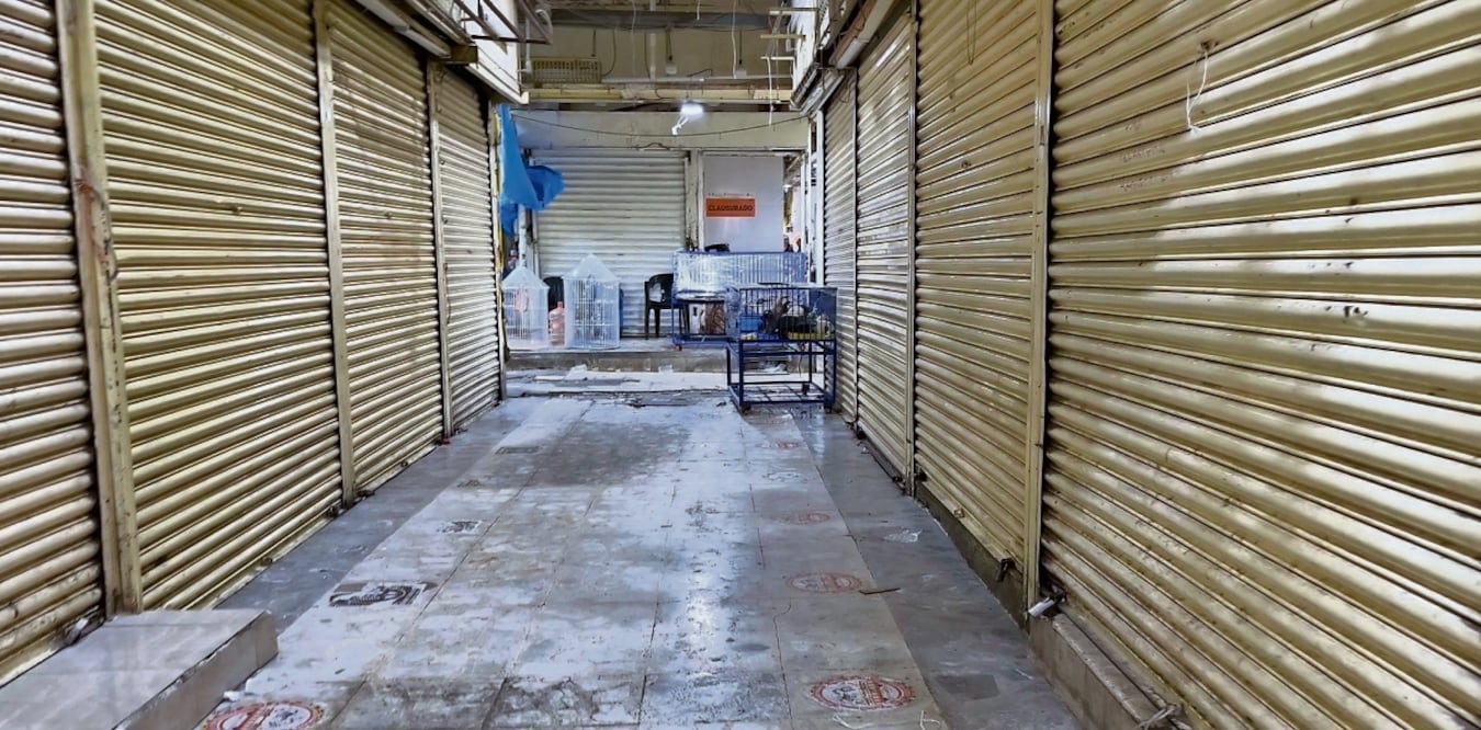 La gran mayoría de locales en el pasillo 1 del Mercado de Sonora están cerrados o clausurados por las autoridades tras las restricciones en la venta de animales. Foto: de RAFAEL GARCÍA. EL UNIVERSAL