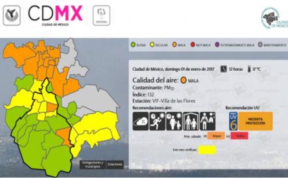 Persiste mala calidad del aire en Valle de México; zona norte registra 132 puntos