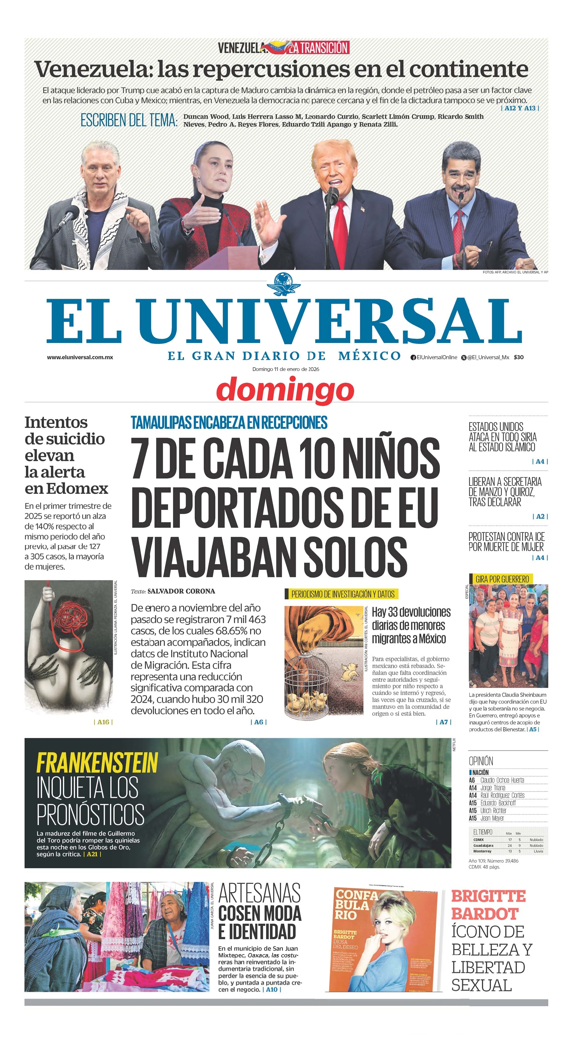 Portada impresa del 11 de enero de 2026