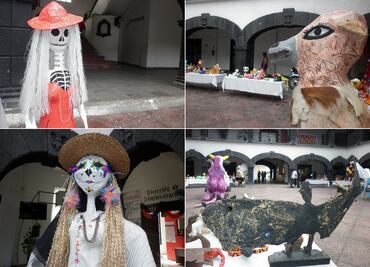Exhiben alebrijes y catrinas de cartón en Melchor Ocampo