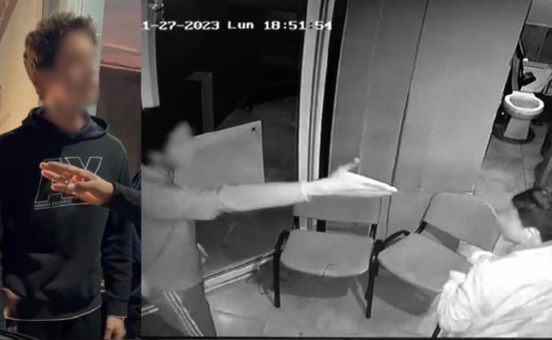 Joven golpea a guardia de seguridad en Puebla. Foto: Captura de pantalla