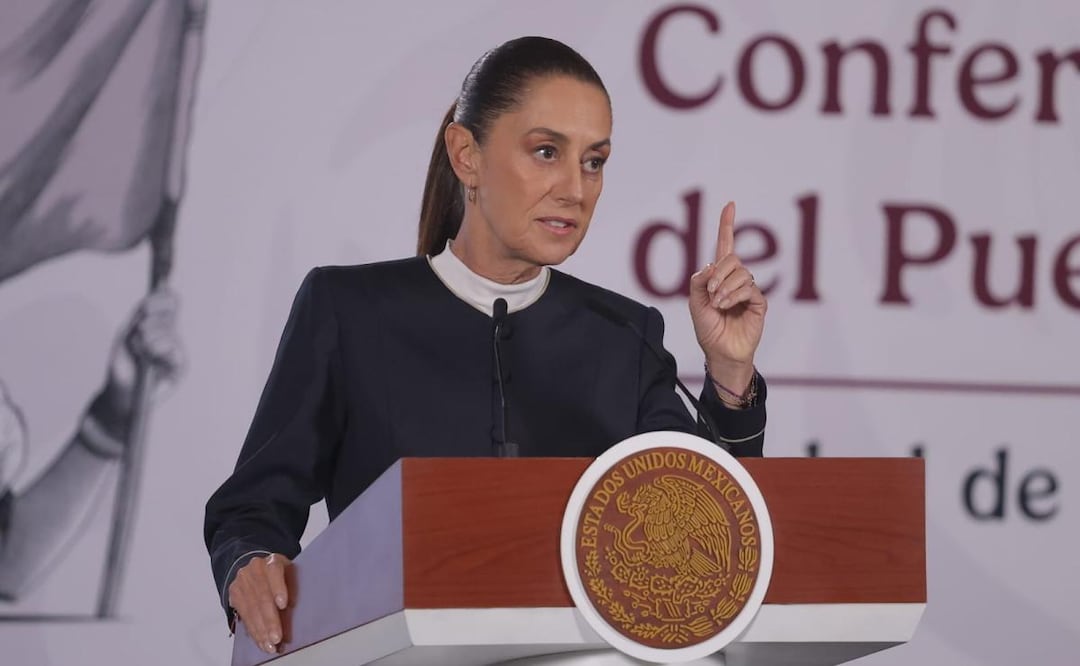 Presidenta Claudia Sheinbaum durante “La Mañanera del Pueblo” desde Palacio Nacional este 27 de agosto del 2026. Foto: Gabriel Pano / EL UNIVERSAL