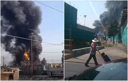 VIDEO: Bomberos controlan incendio en depósito de materiales reciclables en San Pedro Xalostoc, Ecatepec