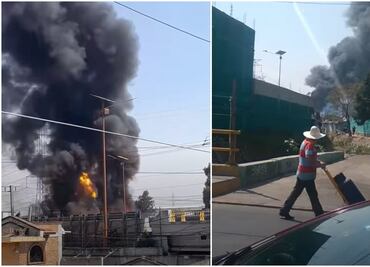 VIDEO: Bomberos controlan incendio en depósito de materiales reciclables en San Pedro Xalostoc, Ecatepec