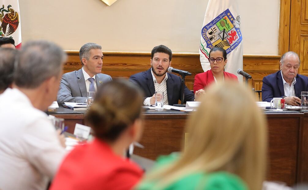 Samuel García durante la sesión del Consejo Nuevo León. Foto: Especial