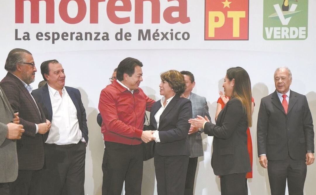 Morena, el Verde, PT y Fuerza Turquesa confirmaron su alianza en el Estado de México y manifestaron su apoyo a Delfina Gómez. Foto: Tomada de Twitter
