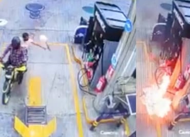 Video. Sujetos lanzan bombas molotov a gasolinera en Uruapan, Michoacán