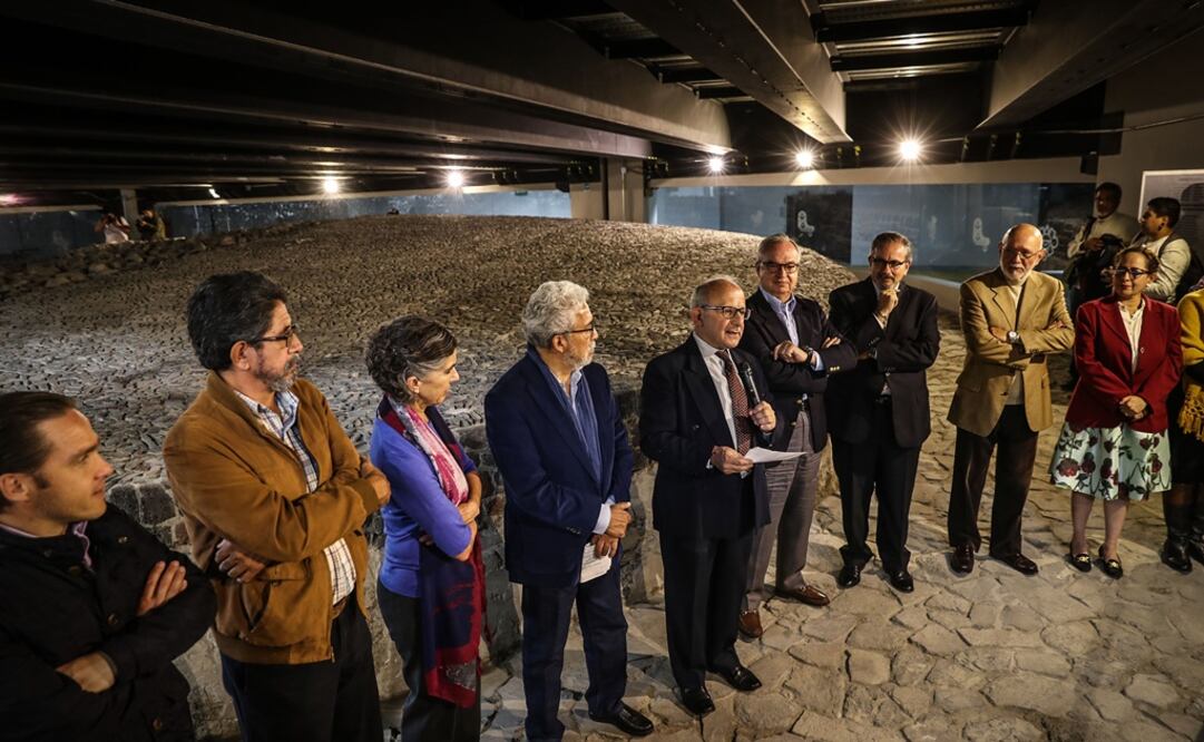 Diego Prieto y Eduardo Matos Moctezuma inauguraron las ventanas arqueológicas que muestran el templo Ehécatl- Qutzalcóatl. Foto: Juan Carlos Reyes García/EL UNIVERSAL
