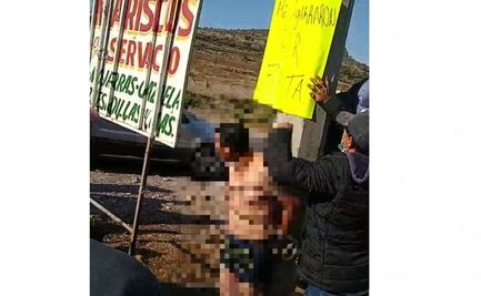 “Me agarraron por rata”: Pobladores amarran a un poste a supuesto ladrón en Hidalgo