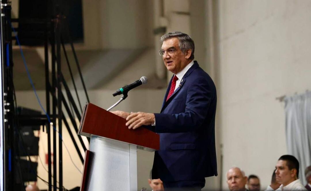 Gobernador de Tamaulipas Américo Villarreal Anaya durante su participación en el 1er Congreso Internacional “Hacia un sistema de salud integral y humanista en Tamaulipas” (14/05/2025). Foto: Especial
