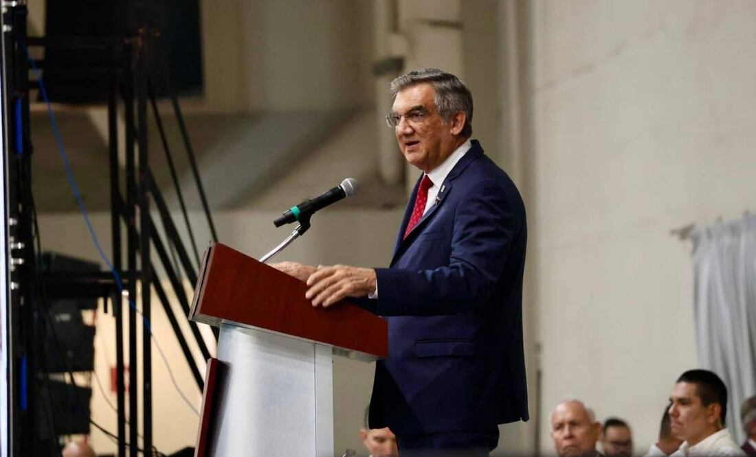 Gobernador de Tamaulipas Américo Villarreal Anaya durante su participación en el 1er Congreso Internacional “Hacia un sistema de salud integral y humanista en Tamaulipas” (14/05/2025). Foto: Especial