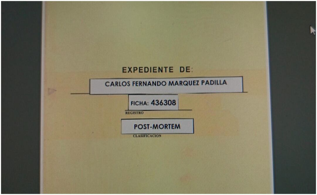 Expediente de Carlos Fernando Márquez Padilla. FOTO: Especial