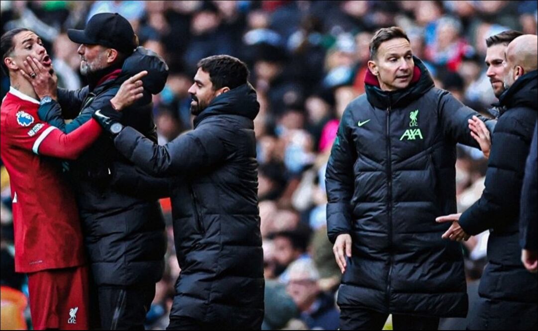 Darwin Núñez encaró a Pep Guardiola al final del partido / Foto: Especiales