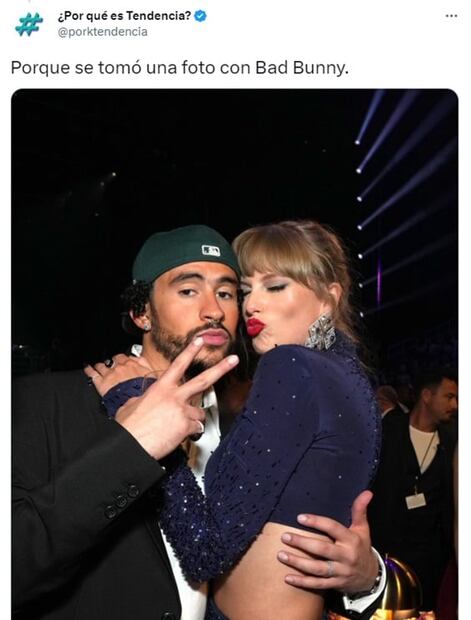Con baile y foto: Taylor Swift se proclama fan de Bad Bunny en los Grammy 2023