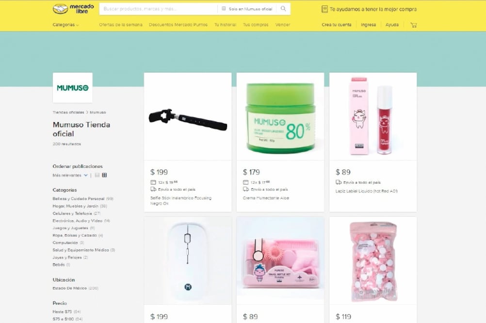 Mumuso abrió su primera tienda física en México en febrero pasado. Ofrece productos de belleza y cuidado facial, entre otros. (CAPTURA DE PANTALLA)