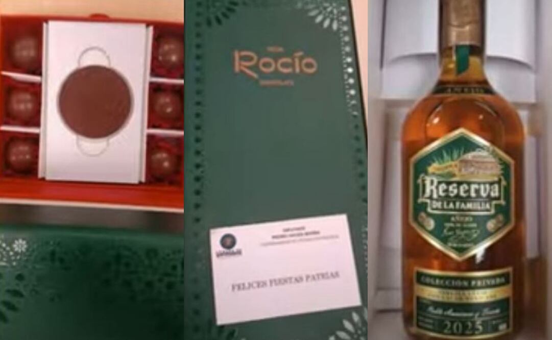 Pedro Haces regala a legisladores arcón con chocolates de Finca Rocío, propiedad de Andy López Beltrán. Foto: Captura de video