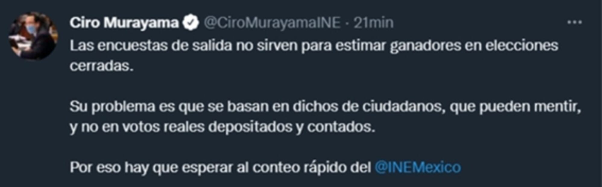 Murayama señala que encuestas de salida no sirven para estimar ganadores