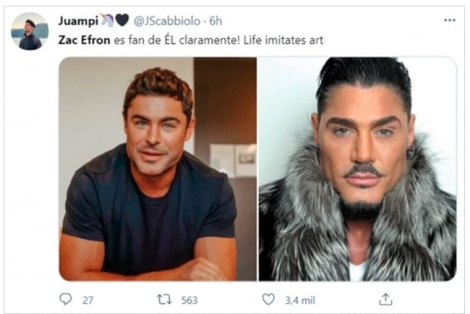 Impacta nuevo rostro de Zac Efron, lo llaman "Calamardo guapo"