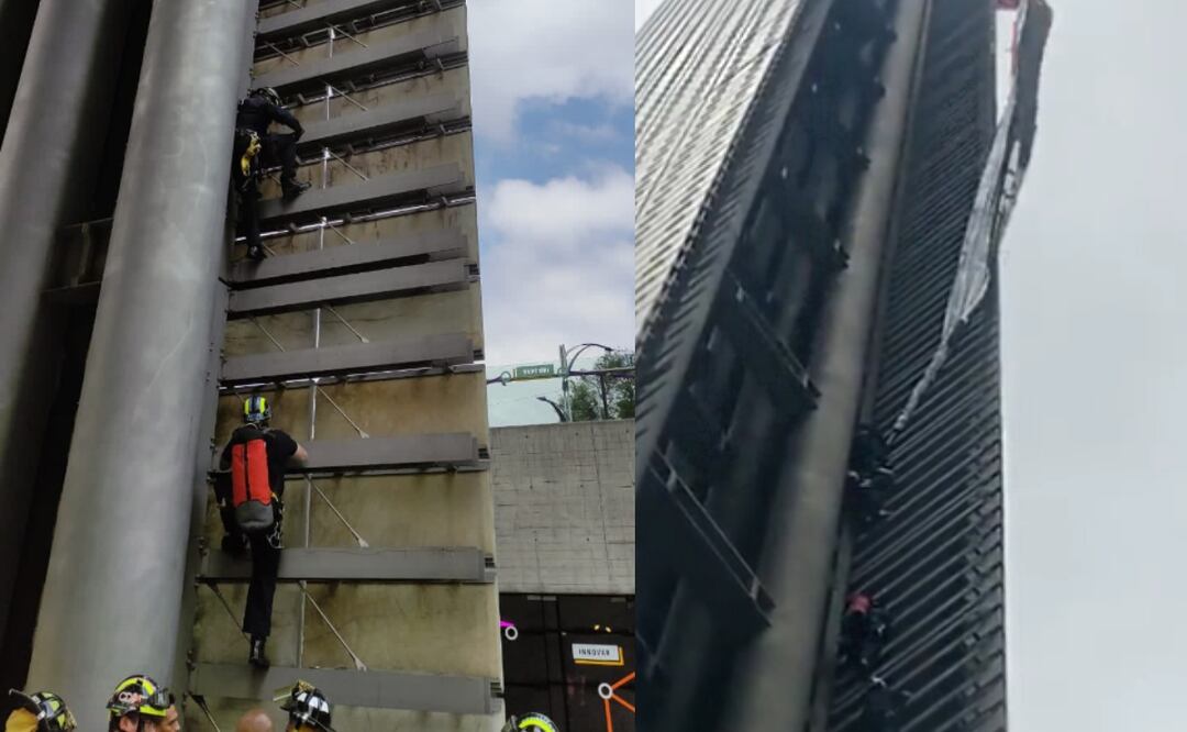 Foto: Especial/El Universal/ A través de redes sociales el cuerpo de bomberos registró el descenso de la lona para evitar accidentes.