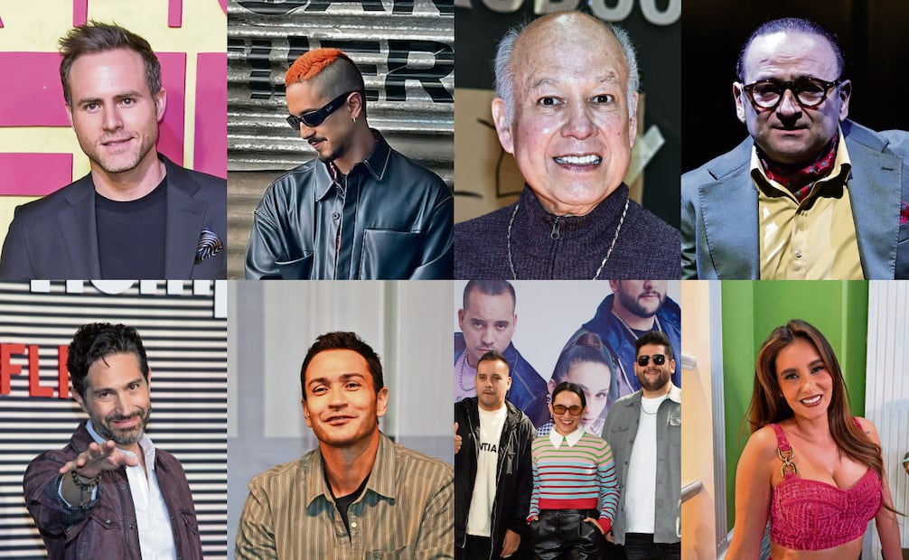 Erik Hayser, actor, Joshua Okamoto, actor, Moisés Suárez, actor, Lalo España, actor, Benny Ibarra, cantante, Markín López, actor y exfutbolista, Melissa, cantante de Matisse y Bárbara Islas, actriz. Fotos: Clasos e Instagram