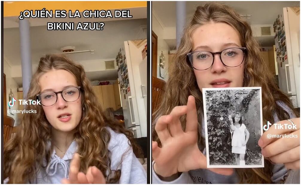 TikToker sospecha que su madre es la chica del bikini azul. Foto: Capturas de TikTok @marylucks