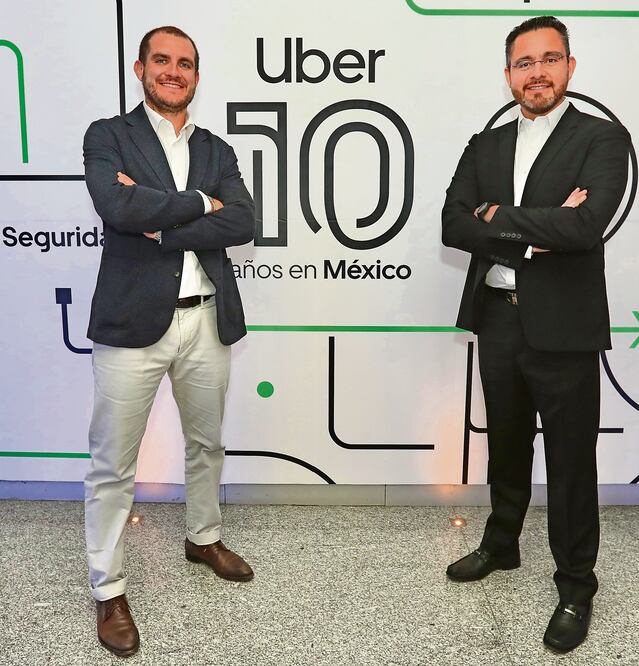 Daniel Colunga y Juan Pablo Eiroa, directores de Uber Eats y de Movilidad de Uber México, respectivamente, hablaron de los planes de la plataforma. Foto: Berenice Fregoso / El Universal