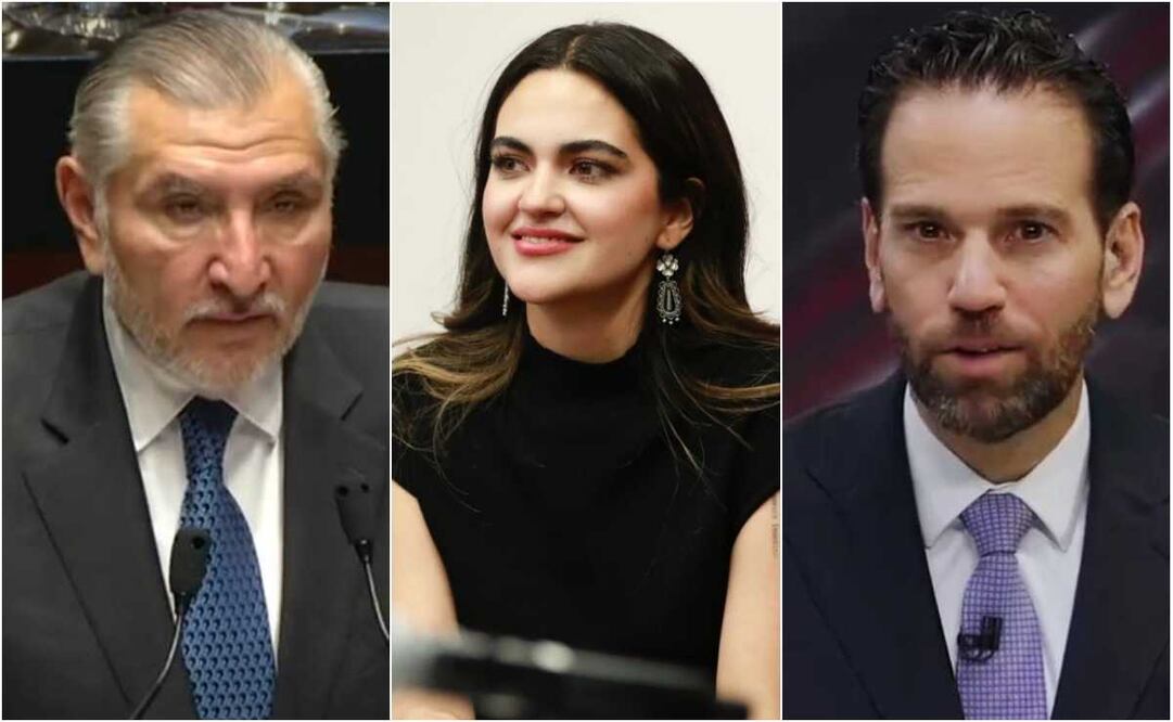 Adán Augusto López, coordinador de Morena en el Senado, Andrea Chávez, senadora de Morena y el periodista Carlos Loret de Mola. Fotos: EL UNIVERSAL