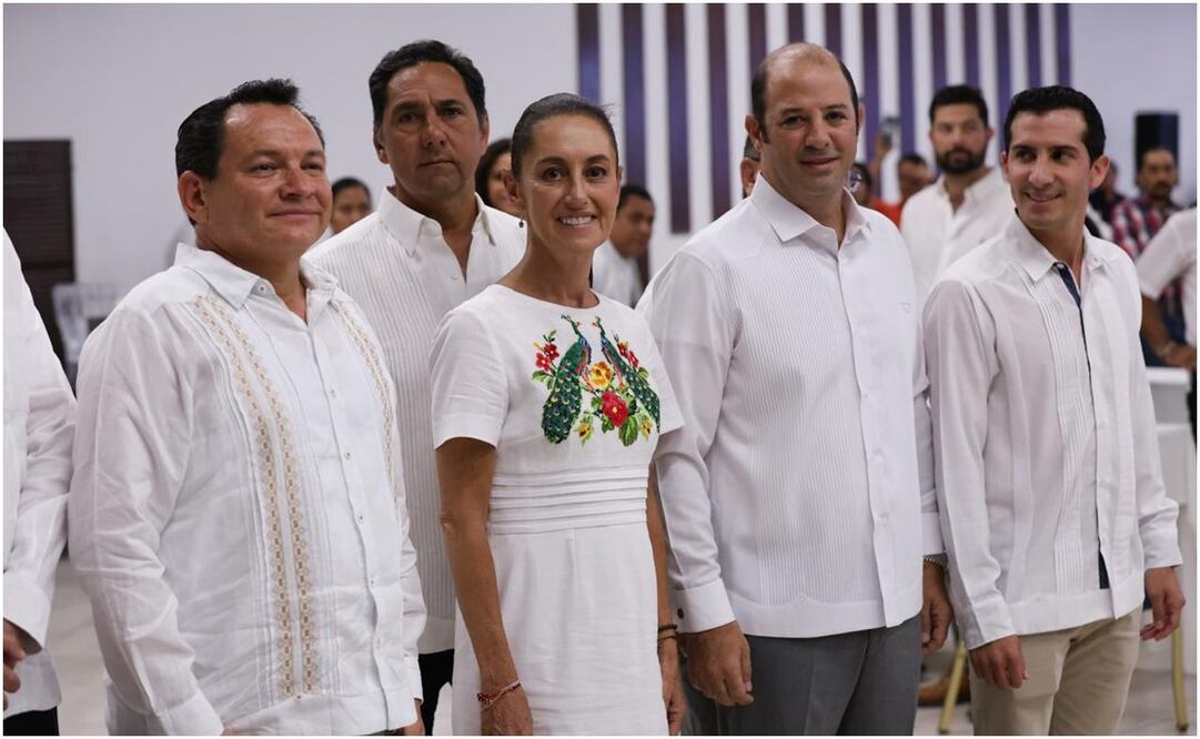 Claudia Sheinbaum acude al CCE de Yucatán, la acompaña Rommel Pacheco. Foto: Diego Simón/EL UNIVERSAL