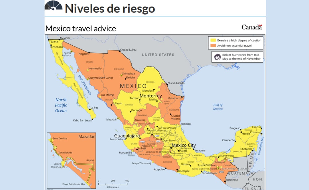 Canadá comparte alerta de EU por seguridad en Mexicali, Baja California (25/08/2026). Foto: Especial
