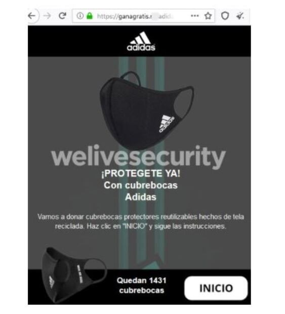No caigas en la estafa. Adidas no está regalando cubrebocas por WhatsApp