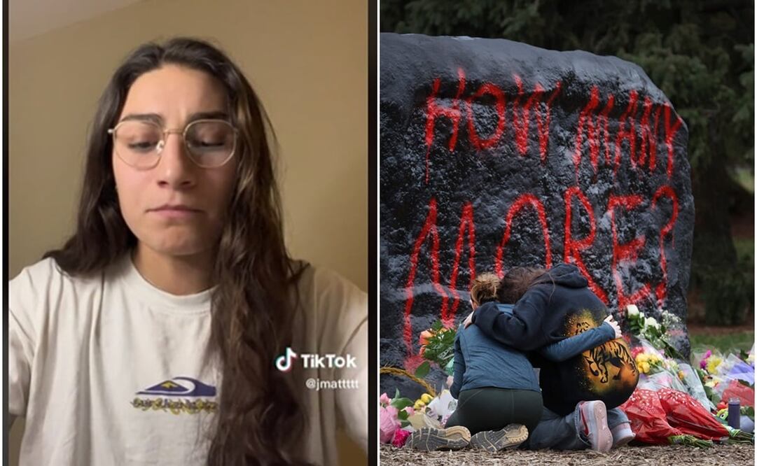 Joven de 21 años sobreviviente del tiroteo en la Universidad de Michigan. Foto: TikTok @jmattttt y AFP