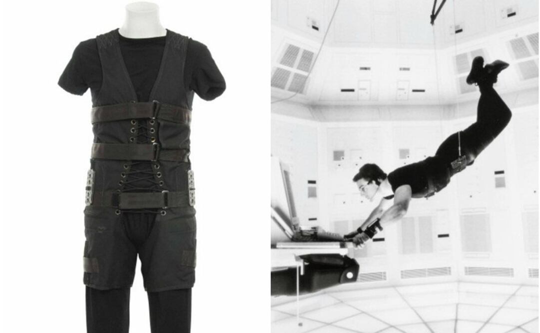 El traje incluye auriculares de goma, gafas oscuras, guantes, pantalones, botas y chaqueta de cuero. (FOTO: Christie's)