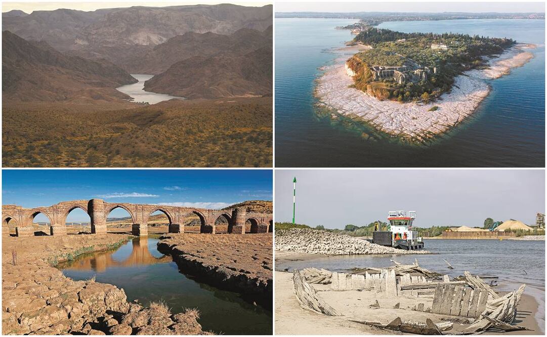 De Estados Unidos a Alemania, la sequía está afectando los mantos acuíferos al grado de poner en riesgo no sólo la distribución de suministros, sino la vida humana. Foto: JOHN LOCHER Y CHRISTOPH REICHWEIN. AP; MIGUEL MEDINA Y THOMAS COEX, AFP