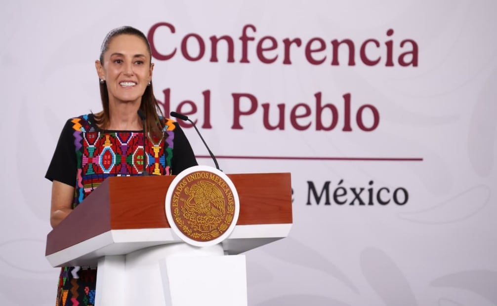 La presidenta Claudia Sheinbaum Pardo en la “Mañanera del Pueblo” de Palacio Nacional este 20 de mayo de 2026. Foto: Karla Guerrero/ EL UNIVERSAL