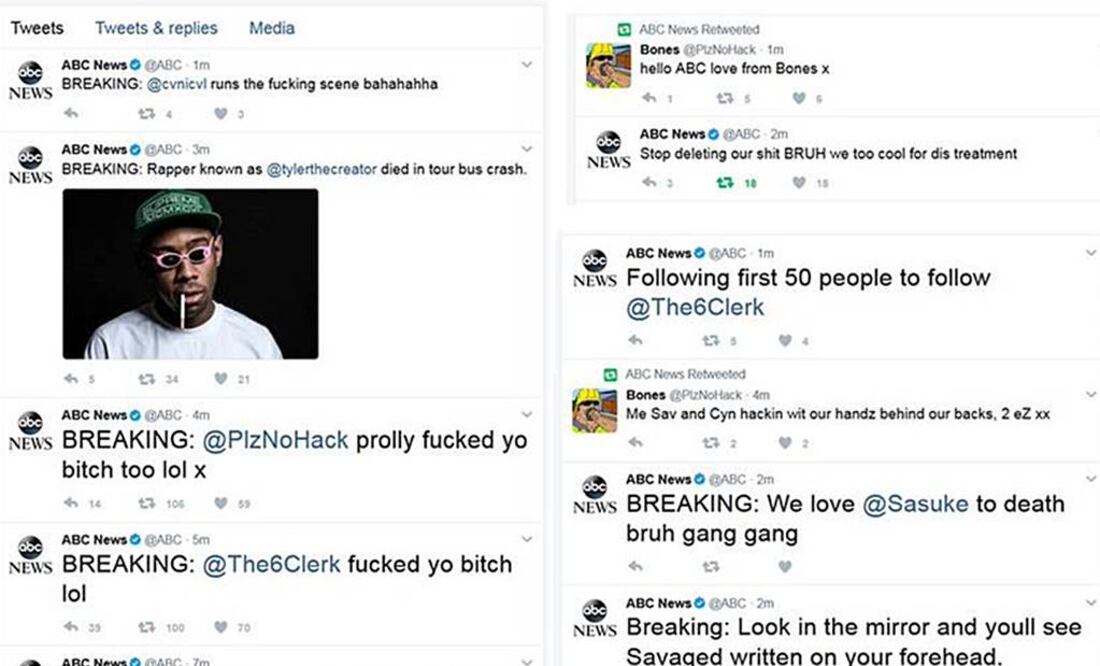 Hackean cuentas de Twitter de ABC News y publican mensajes obscenos