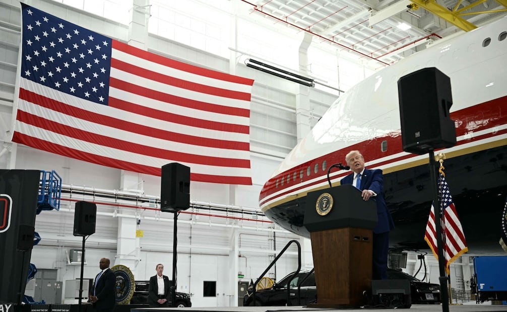 El avión, vinculado a su inminente entrada en servicio, ha generado especulaciones tras la despedida de una de las aeronaves presidenciales (19/06/2026). Foto: AFP