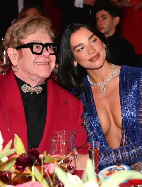 Dua Lipa junto a Elton John. Foto: Instagram @dualipa