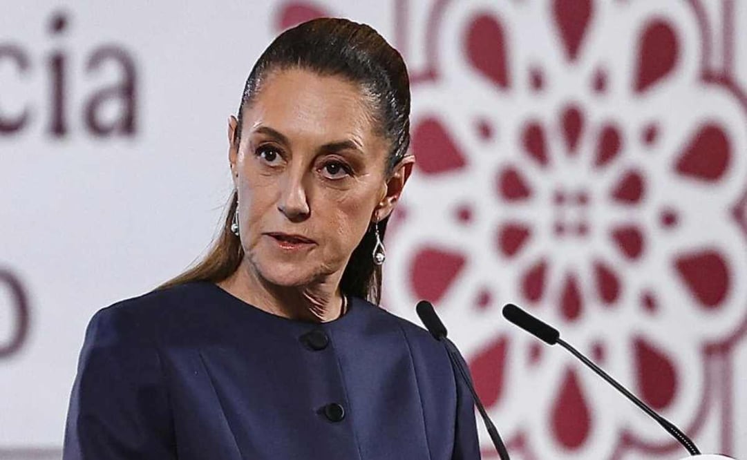 Claudia Sheinbaum, presidenta de México, durante la mañanera del 4 de agosto del 2025. Foto: Berenice Fregoso / EL UNIVERSAL.