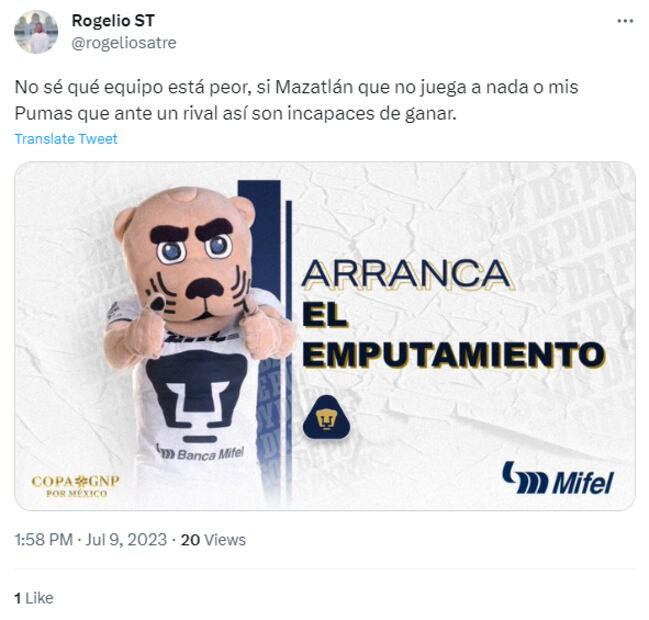 Los mejores mejores memes del partido entre Pumas y Mazatlán