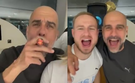 Pep Guardiola, captado fumando mientras celebra el título del Manchester City