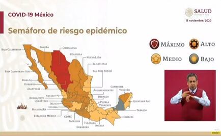 Semáforo epidemiólogico al 13 de noviembre: rojo en Chihuahua y Durango; CDMX, naranja