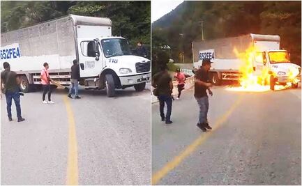 VIDEO: Sujetos armados queman tráiler para exigir la liberación de la profesora Berni, "levantada" en Chiapas