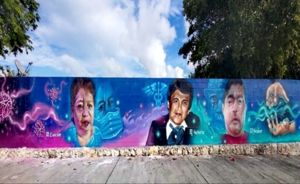Con mural conmemoran a los caídos por Covid-19 en Cancún