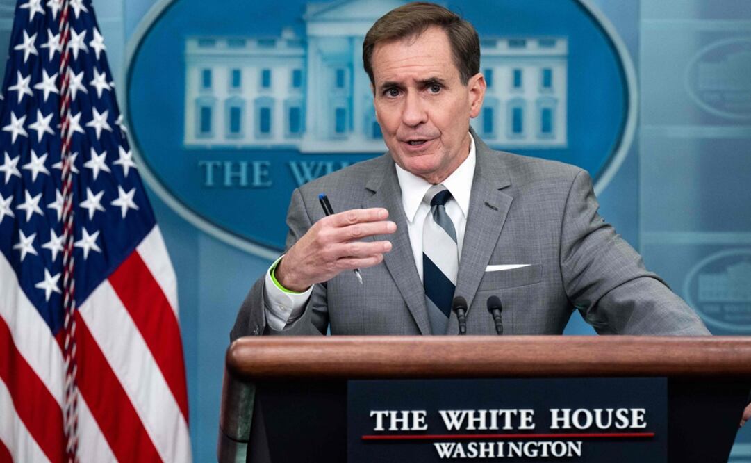 John Kirby, habla durante la rueda de prensa diaria en la Sala de Prensa James S Brady de la Casa Blanca en Washington, DC. Foto: AFP 