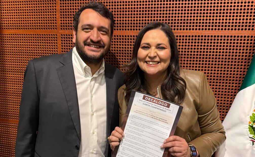 Concluye visita de Andy López Beltrán, secretario de Organización de Morena y Luisa María Alcalde al Senado, líder del partido. Foto: Especial