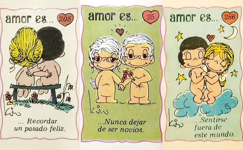 Estampas del álbum “Amor Es…”. De acuerdo con Gutsy Pictures, desde 2025 comenzó la filmación de una miniserie sobre “Love Is…”. Foto: EL UNIVERSAL/Material MiniKim