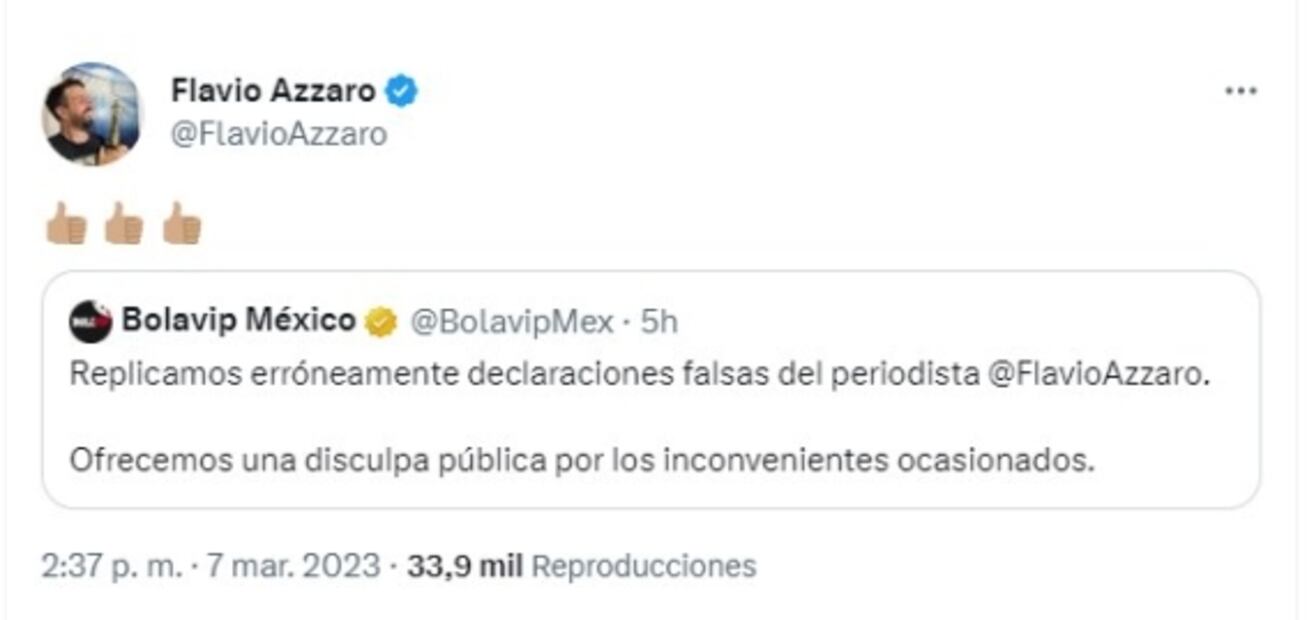 Se disculpan con periodista Flavio Azzaro por difamación: “replicamos declaraciones falsas”