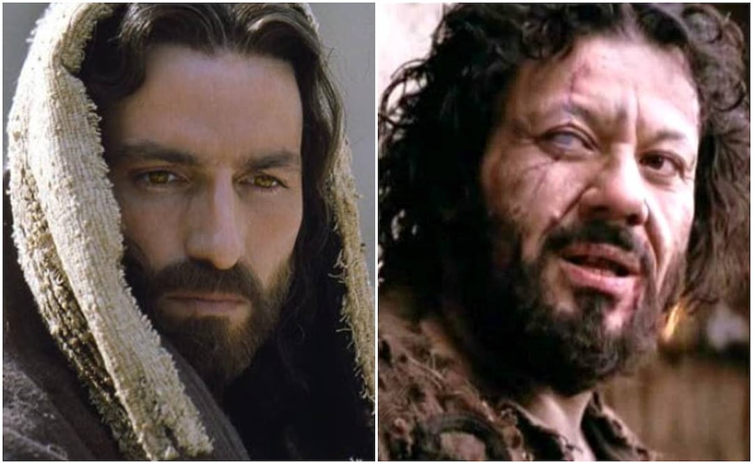 "La Pasión de Cristo" (2004), dirigida por Mel Gibson, es una cruda representación de las últimas 12 horas de Jesús, destacada por su alto realismo, el uso de arameo, latín y hebreo.
En la foto, Jesucristo (Jim Caviezel) y Barrabás (Pietro Sarubbi).