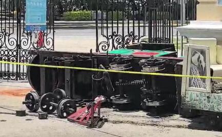 Se descarrila trenecito en parque Centenario de Mérida, Yucatán; dos personas resultan lesionadas