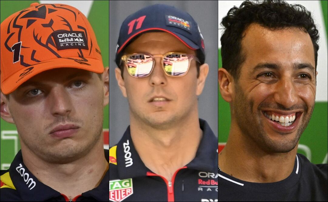 Max Verstappen, Checo Pérez y Daniel Ricciardo - Foto: Especial